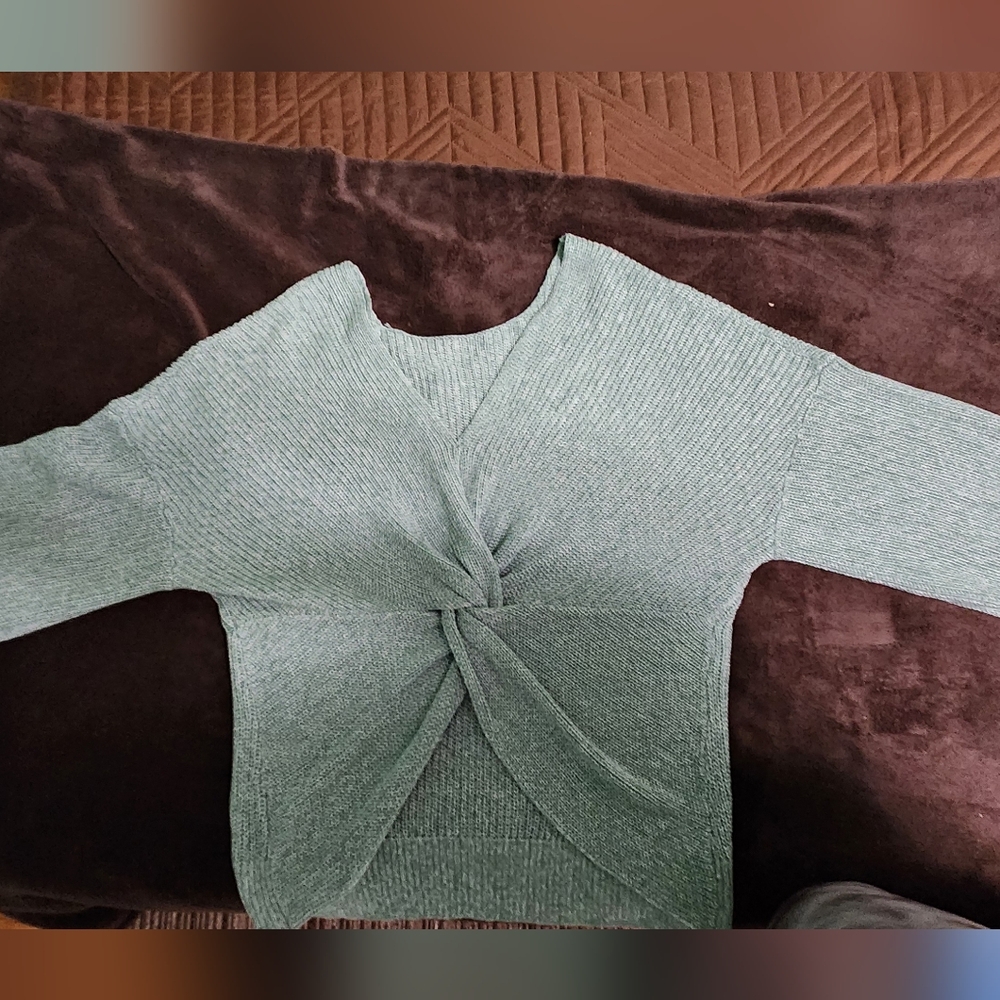 Elegant blue & White Marbled Women's Sweater, SZ L